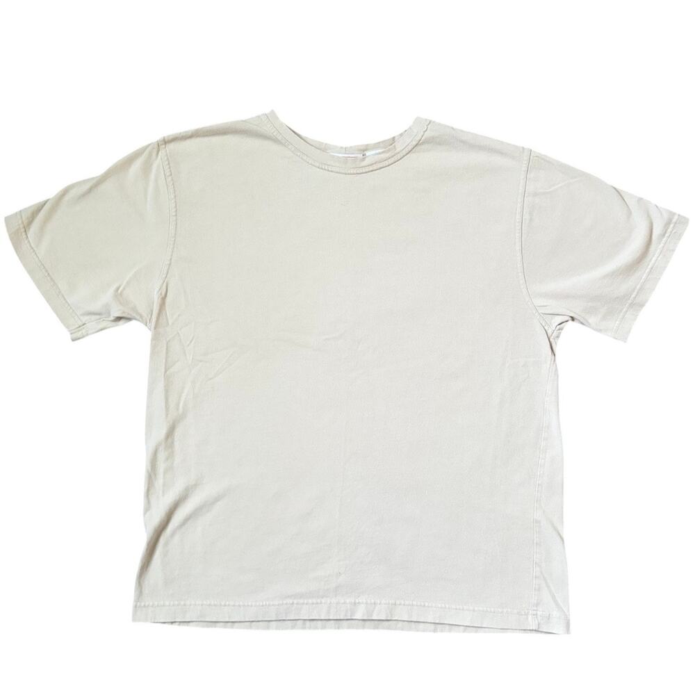 VTG 90s/Y2K Talbots 100% Cotton Beige/Tan Short Sleeved T-Shirt Sz L Boxy Casual
